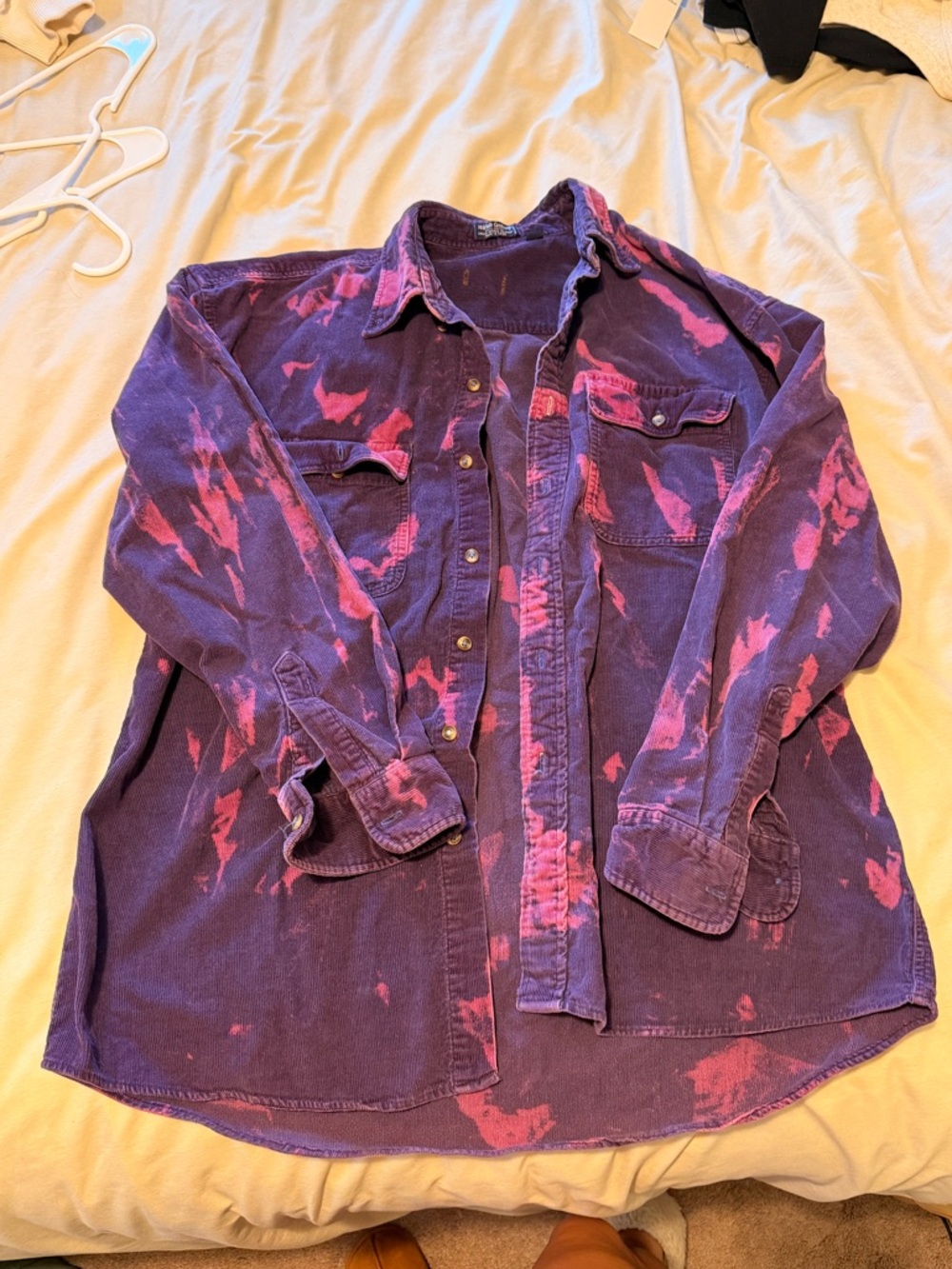 Men's Purple Tie-Dye Button-Up Shirt